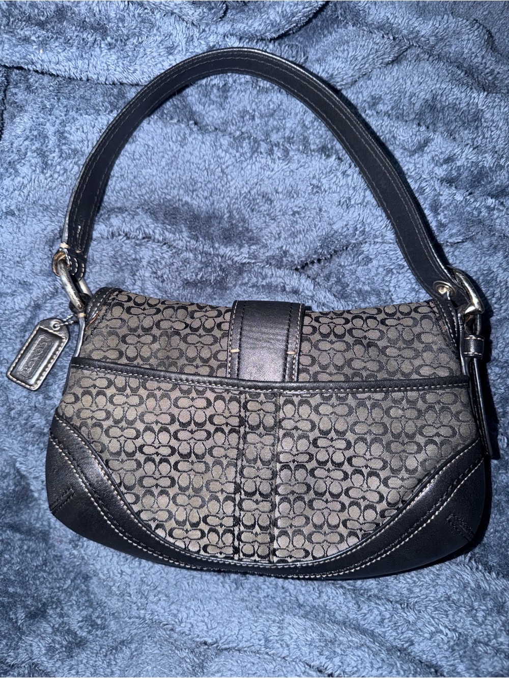 COACH Black Jacquard Canvas SoHo Flap Shoulder Bag (REAL VINTAGE Y2K) - Picture 3 of 9